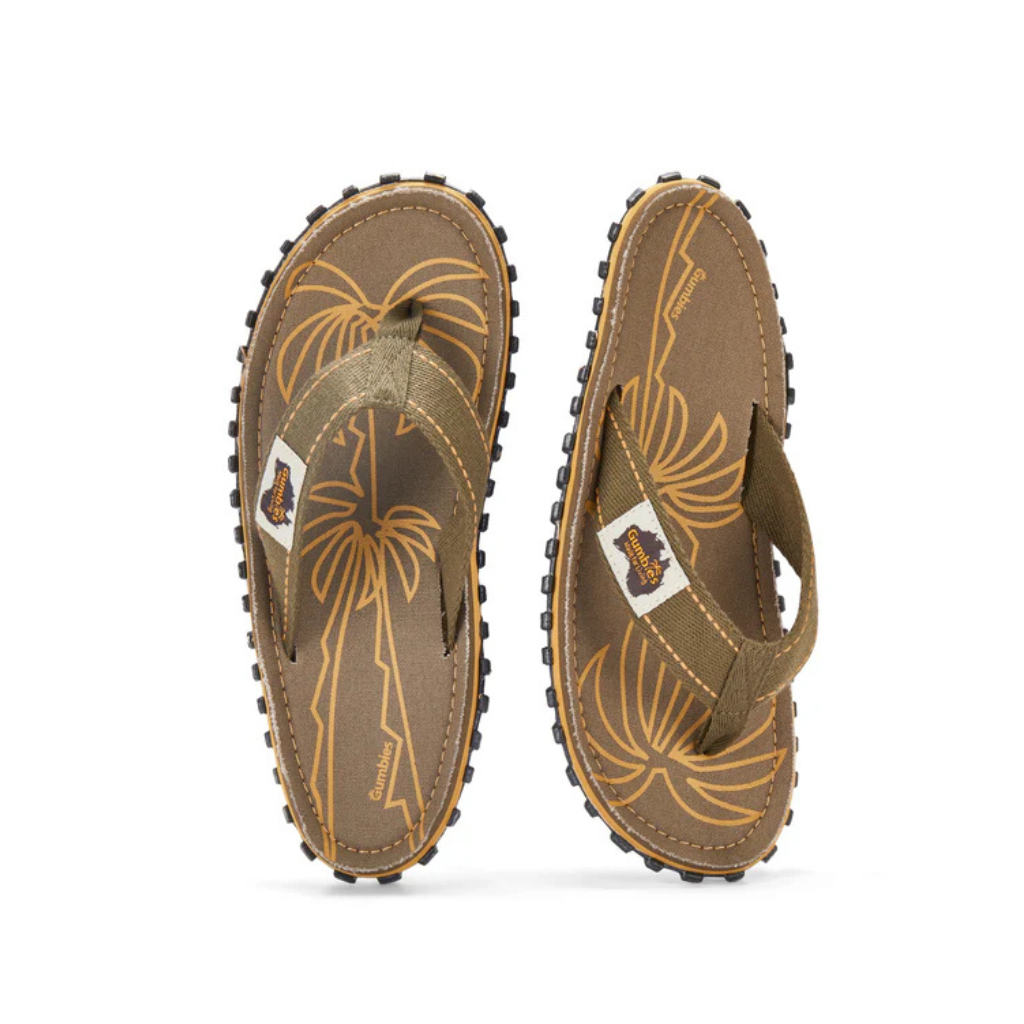Gumbies Islander Palm Leaf Khaki Flip Flops