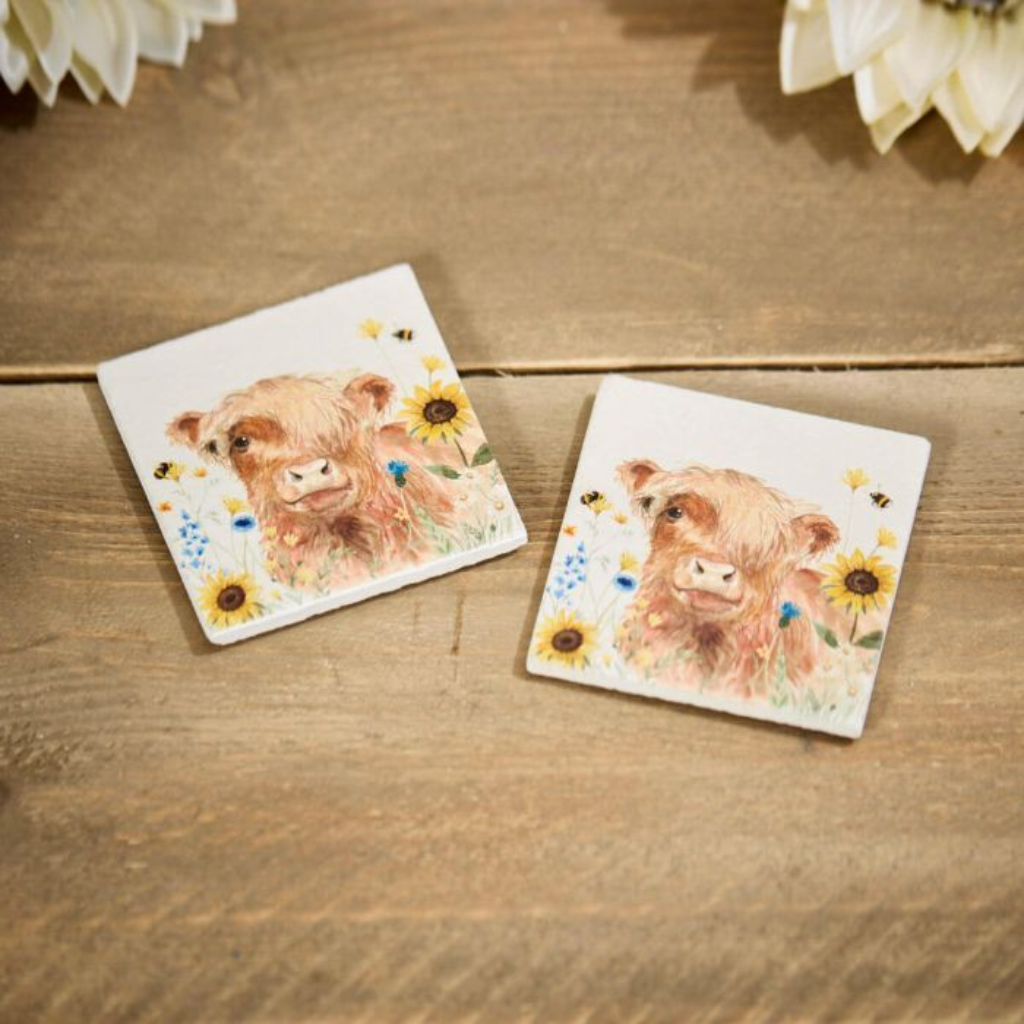 Highland Cow Slate Coasters (Set of 2)