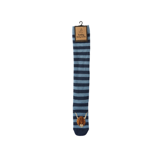 Highland Cow Striped Welly Socks