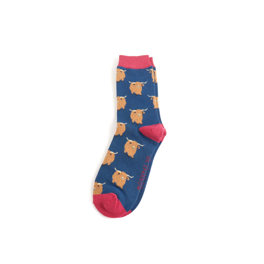 Mr Sparrow Navy Highland Herd Socks