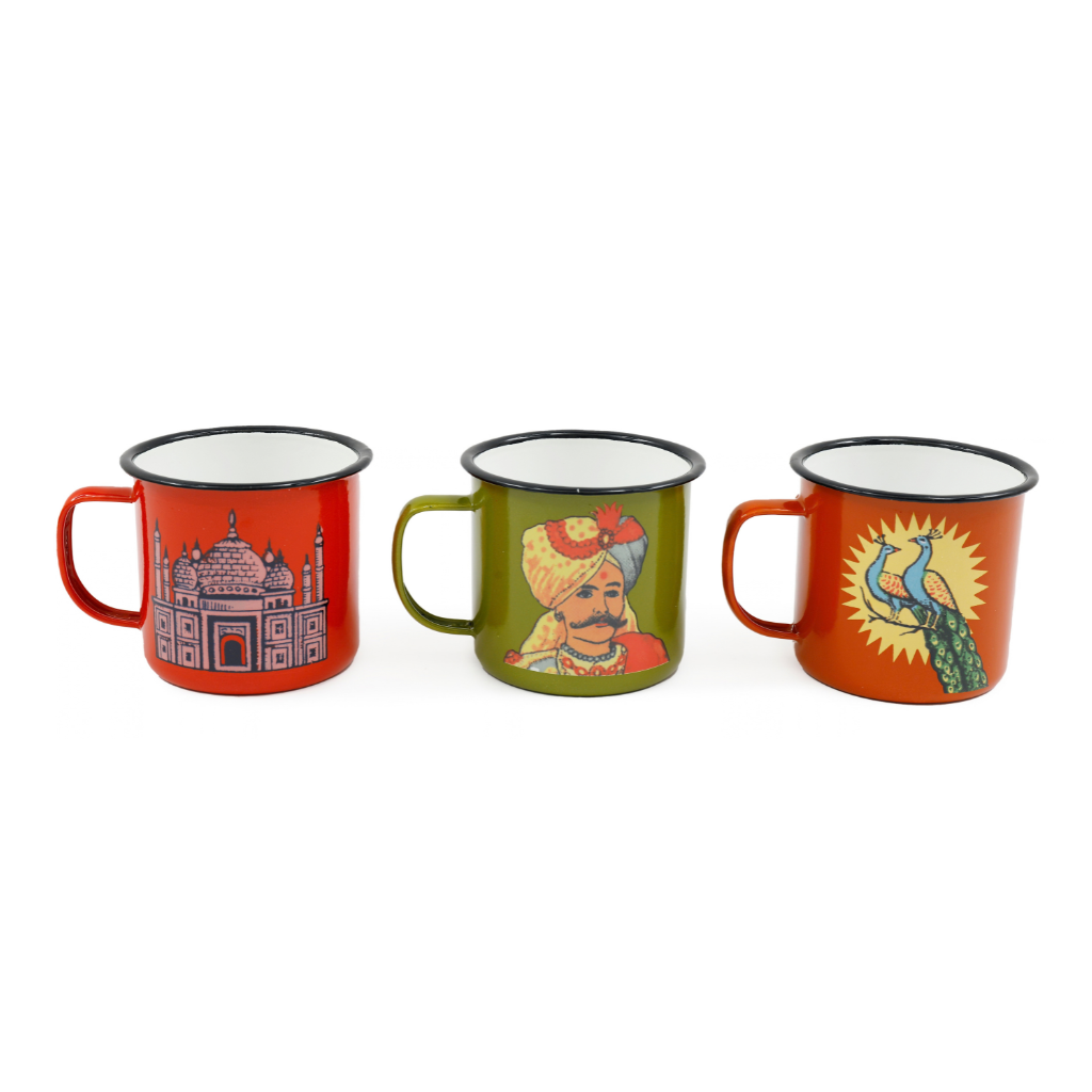 Indian Stamp Green Enamel Mug