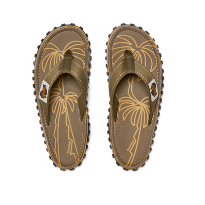 Gumbies Islander Palm Leaf Khaki Flip Flops