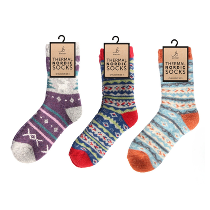 Nordic Thermal Wool Blend Blue & Orange Socks (Kids)
