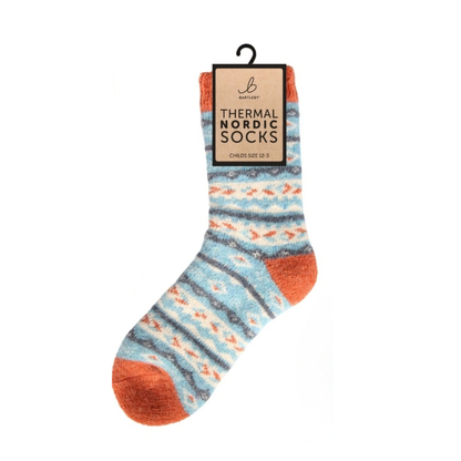 Nordic Thermal Wool Blend Blue & Orange Socks (Kids)