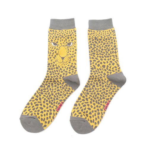 Miss Sparrow Yellow Leopard Socks