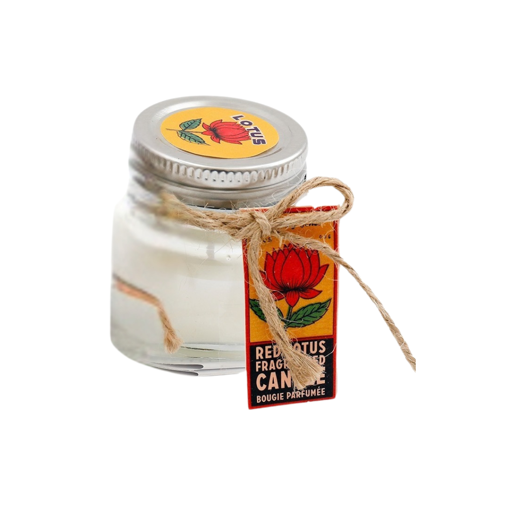 Indian Stamp Red Lotus Small Candle