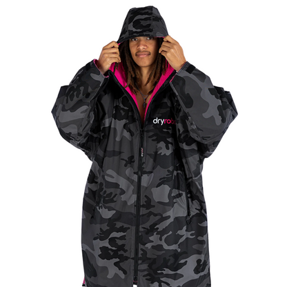dryrobe Long Sleeve Black Camo & Pink Changing Robe (Adult)