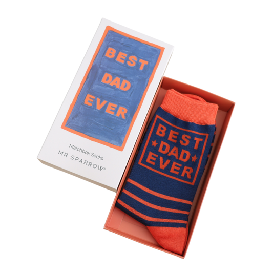 Mr Sparrow Best Dad Ever Matchbox Socks