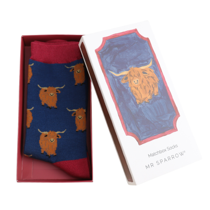 Mr Sparrow Highland Herd Matchbox Socks