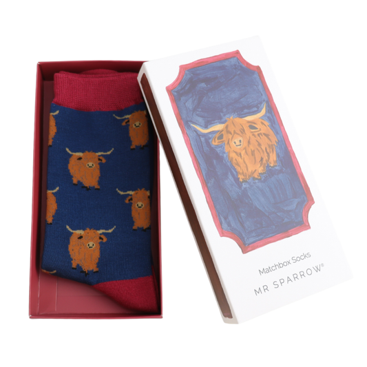 Mr Sparrow Highland Herd Matchbox Socks
