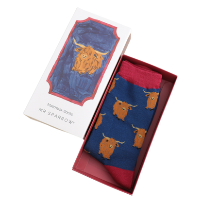 Mr Sparrow Highland Herd Matchbox Socks