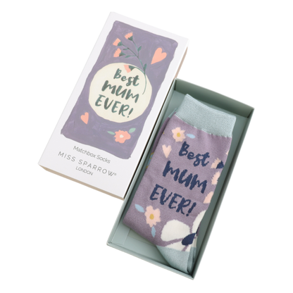Miss Sparrow Best Mum Ever Matchbox Socks