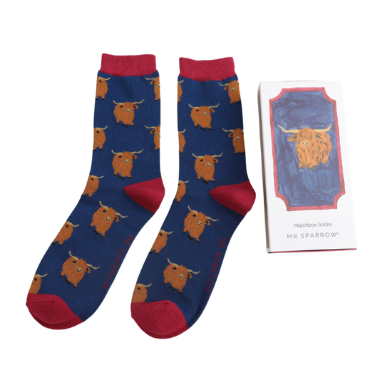 Mr Sparrow Highland Herd Matchbox Socks