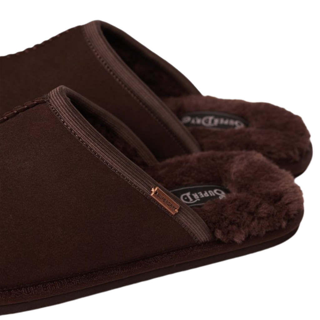 Superdry Ganache Brown Suede Mule Slippers