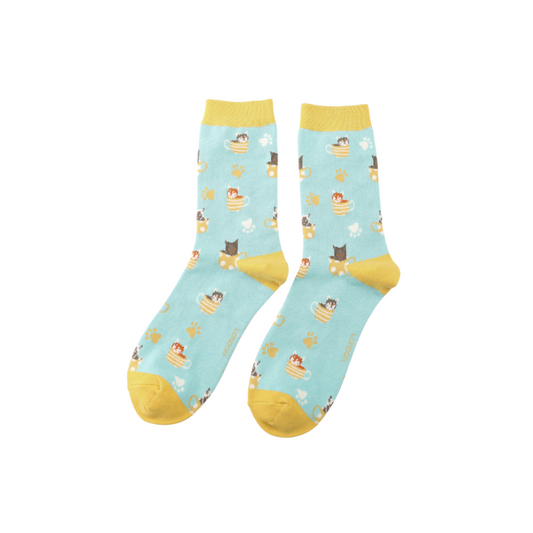 Miss Sparrow Cats in Teacups Socks