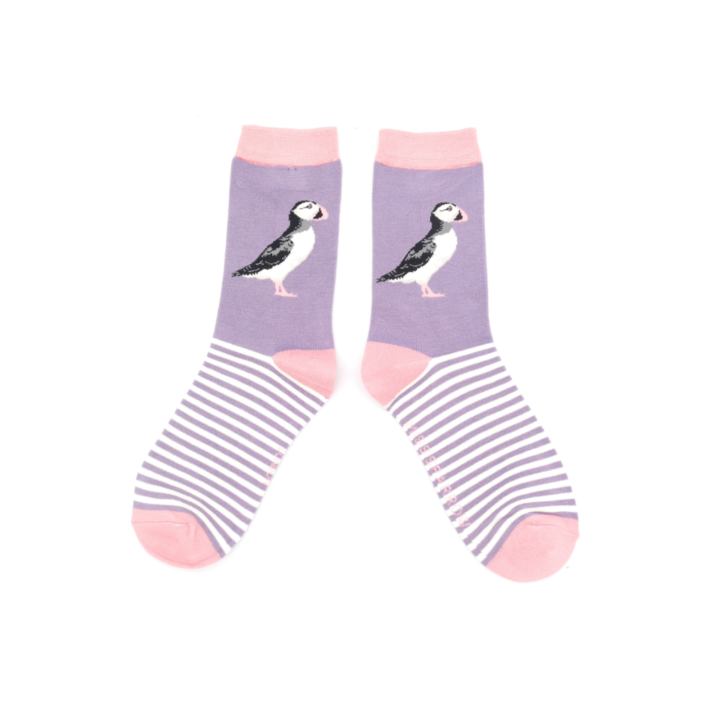 Miss Sparrow Purple Stripe Puffin Socks