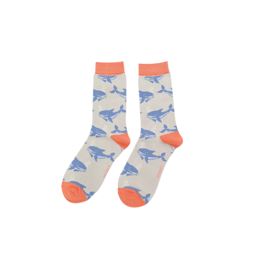 Miss Sparrow Silver Whales Socks
