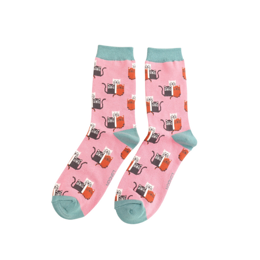 Miss Sparrow Pink Cat Club Socks