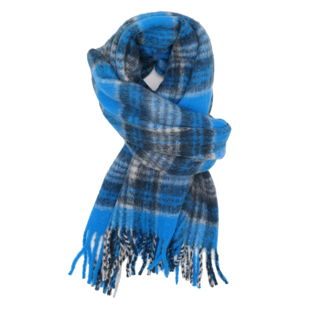Miss Sparrow Nora Royal Blue Tartan Scarf