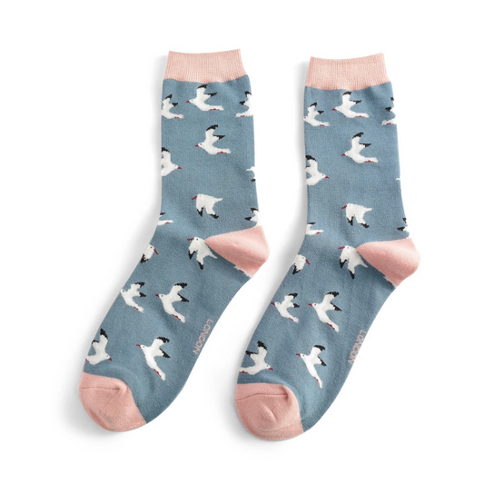 Miss Sparrow Denim Blue Seagulls Socks
