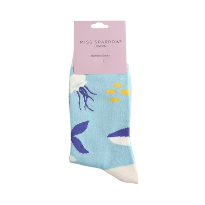 Miss Sparrow Blue Underwater Socks