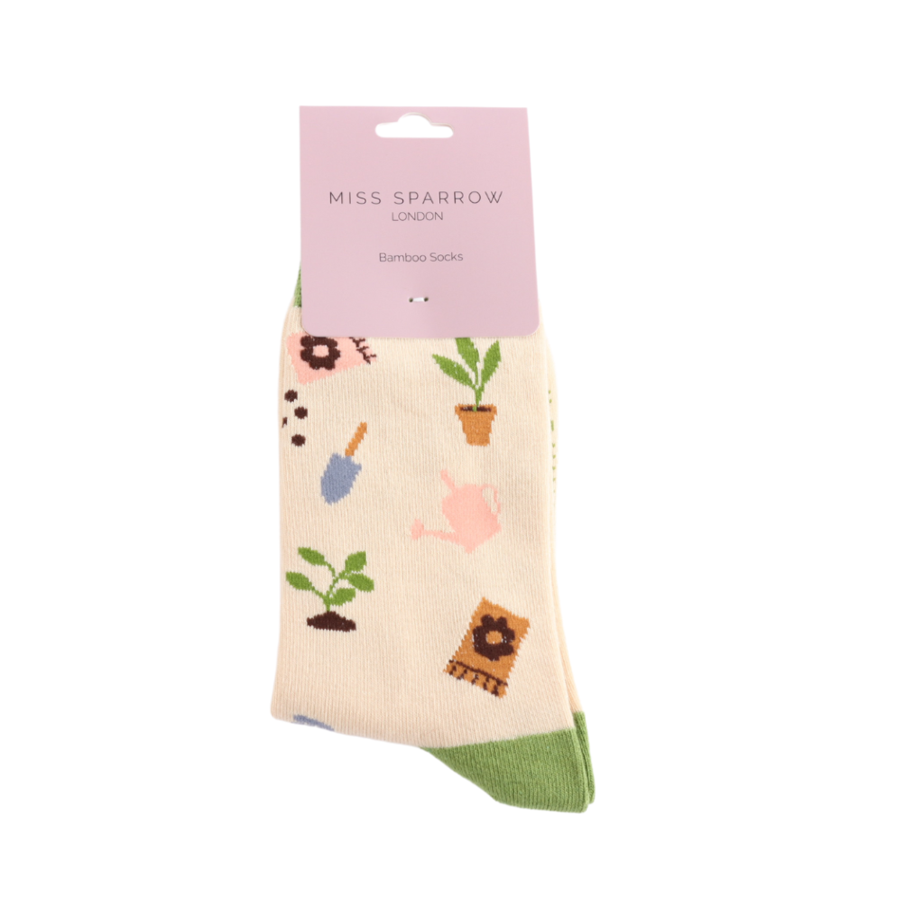 Miss Sparrow In The Allotment Socks