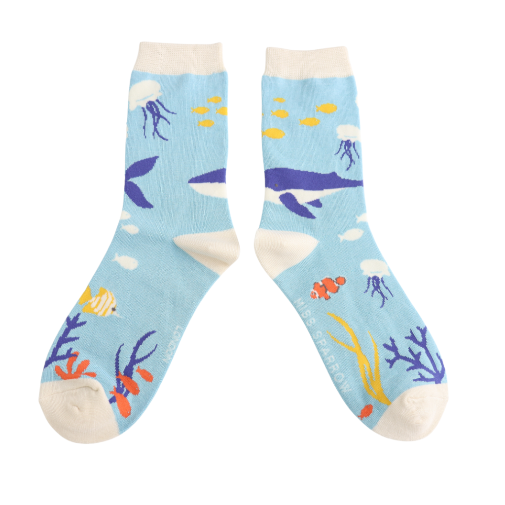 Miss Sparrow Blue Underwater Socks