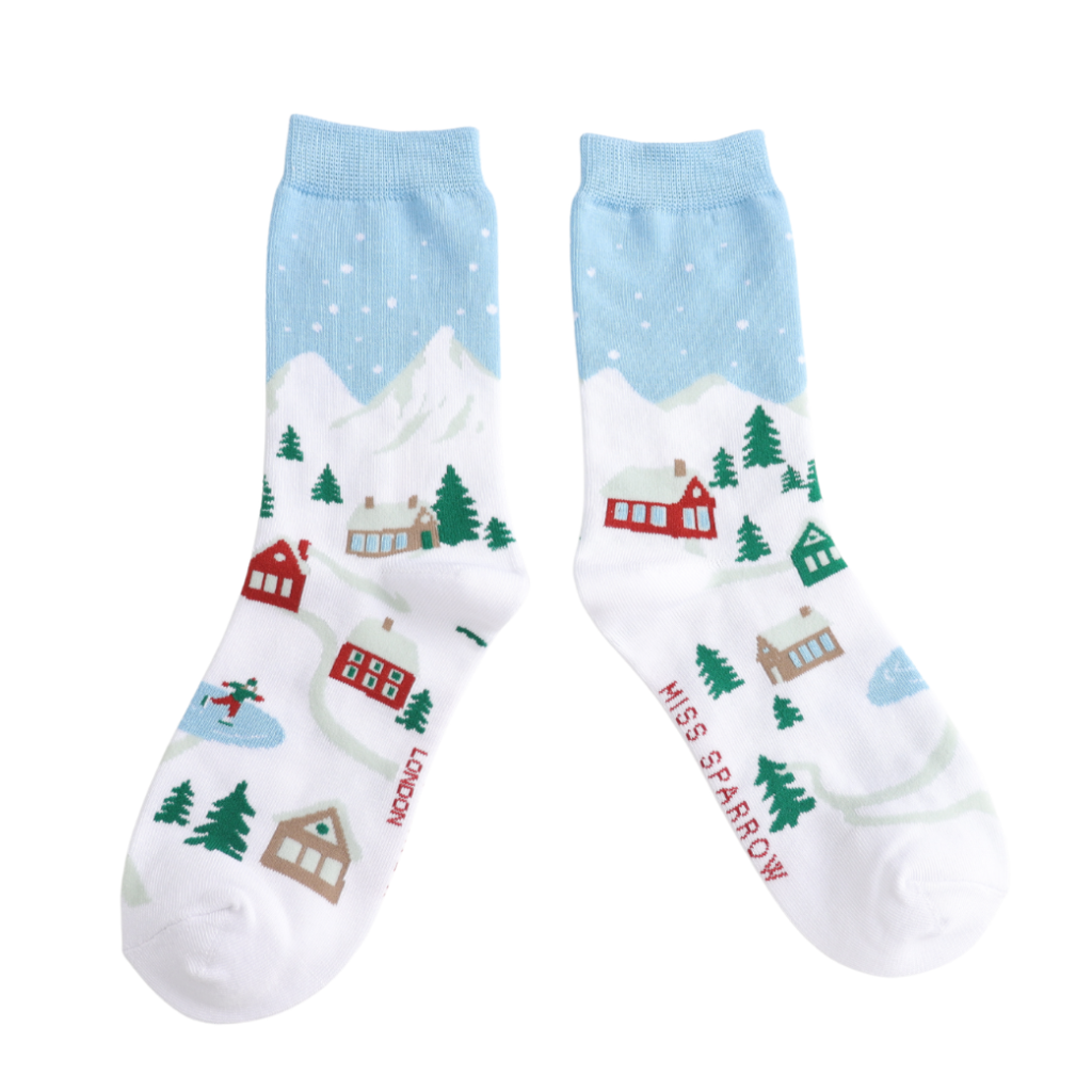 Miss Sparrow Christmas Village Socks