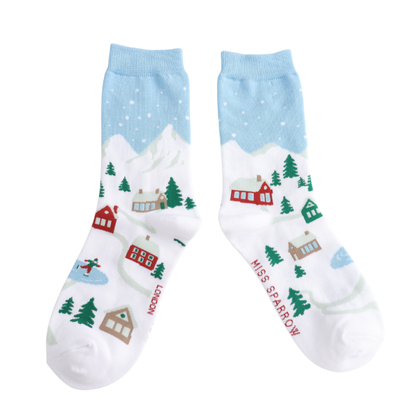 Miss Sparrow Christmas Village Socks