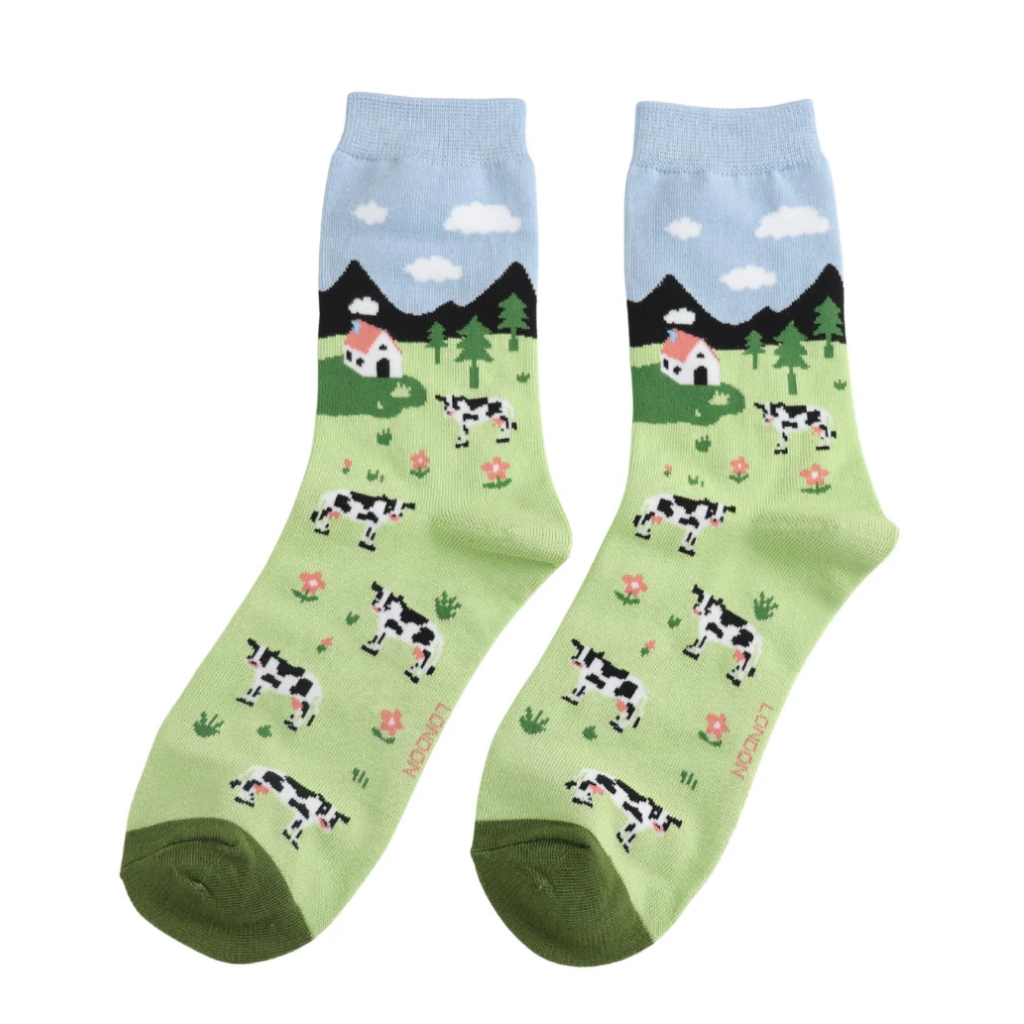 Miss Sparrow Cows in Field Socks