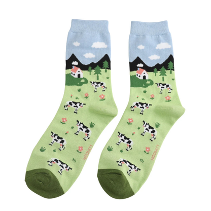 Miss Sparrow Cows in Field Socks