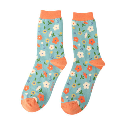 Miss Sparrow Duck Egg Little Flowers Socks