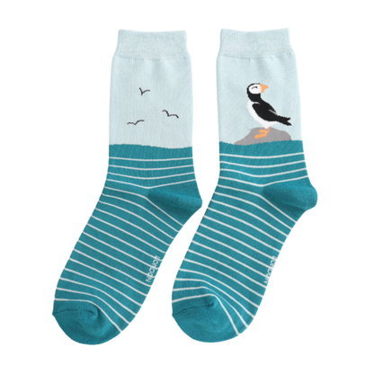 Miss Sparrow Puffins by the Sea Socks