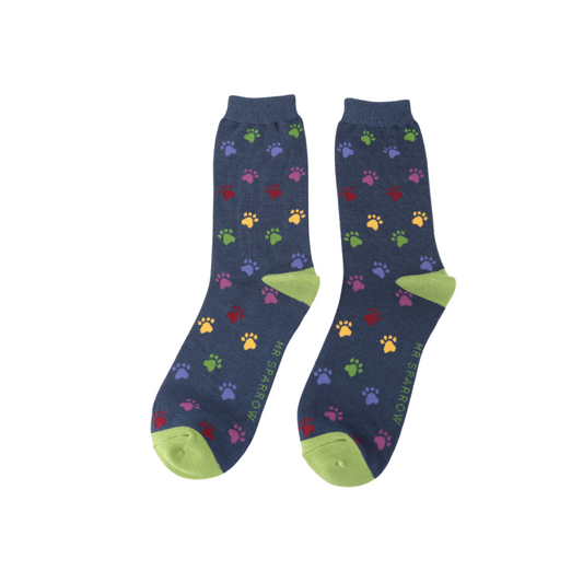 Mr Sparrow Multicolour Paw Print Socks