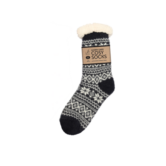 Super Soft Sherpa Navy Slipper Socks