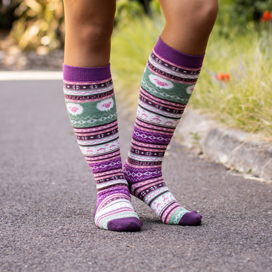 Nordic Blush Sheep Welly Socks