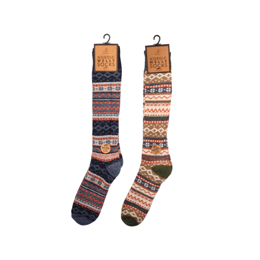 Nordic Wool Blend Green Welly Socks (6-11)