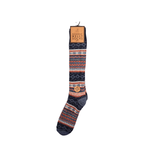 Nordic Wool Blend Navy Welly Socks (6-11)