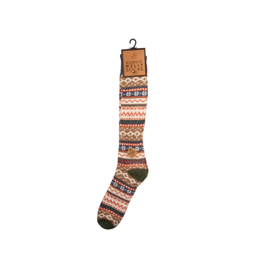 Nordic Wool Blend Green Welly Socks (6-11)