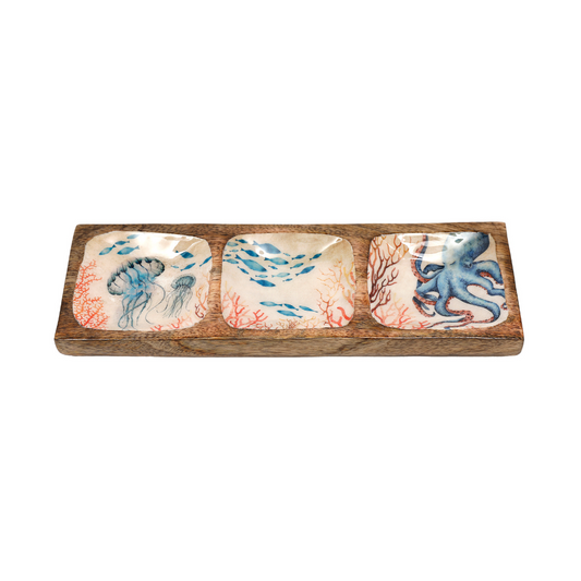 Ocean Enamel Triple Dip Tray
