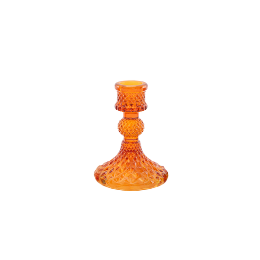Orange Glass Dinner Candle Holder