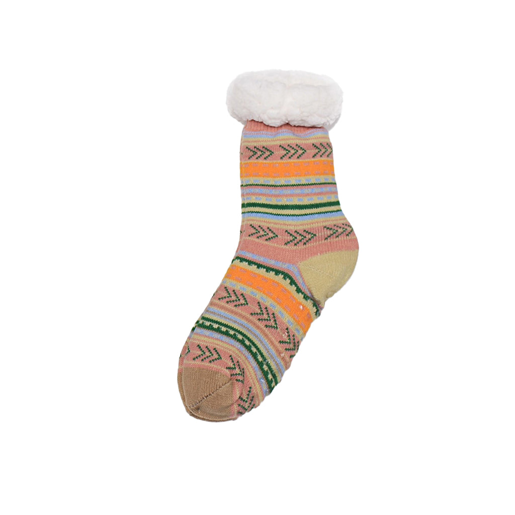 Sherpa Pink & Orange Nordic Slipper Socks