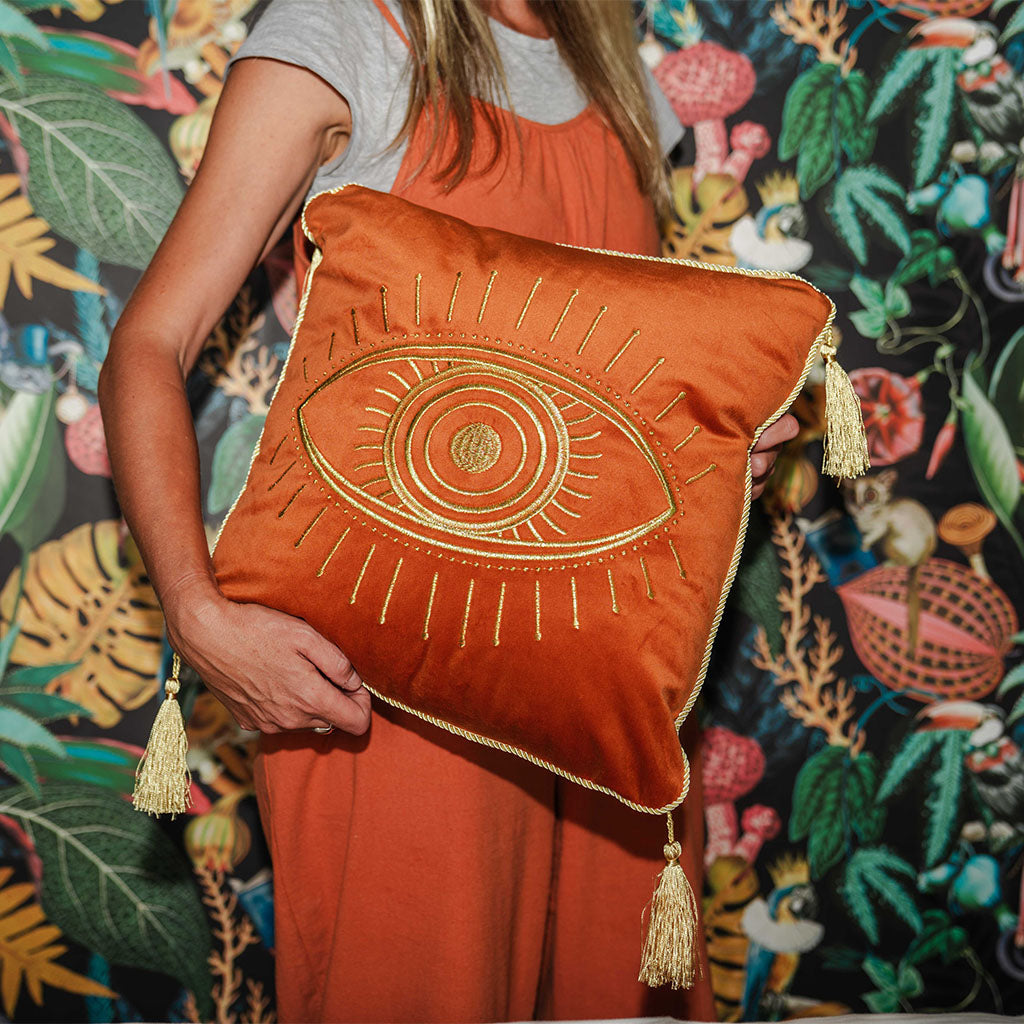 Burnt Orange Fantasy Eye Scatter Cushion