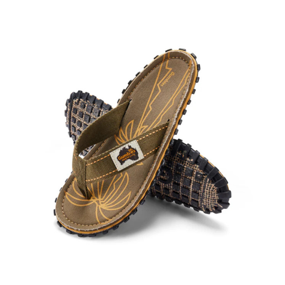 Gumbies Islander Palm Leaf Khaki Flip Flops