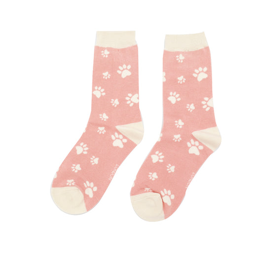 Miss Sparrow Dusky Pink Paw Prints Socks