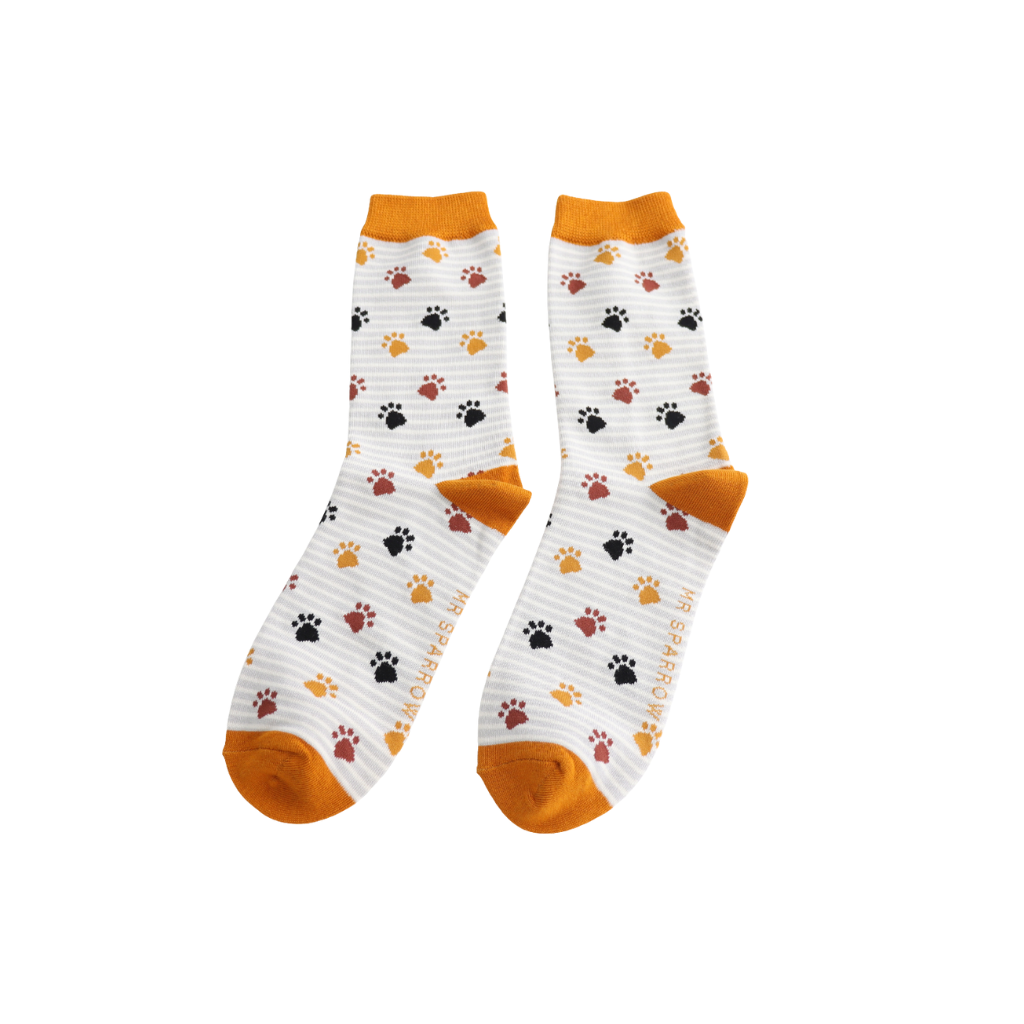 Mr Sparrow Paws & Stripes Silver Socks