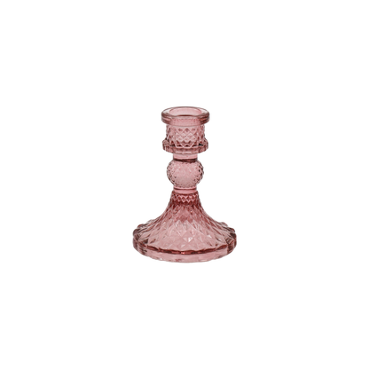 Pink Glass Dinner Candle Holder