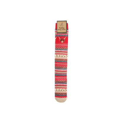 Nordic Pink Highland Cow Welly Socks