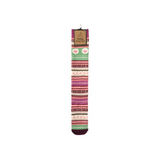 Nordic Pink Sheep Welly Socks
