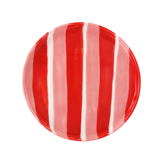 Striped Pink & Red Side Plate